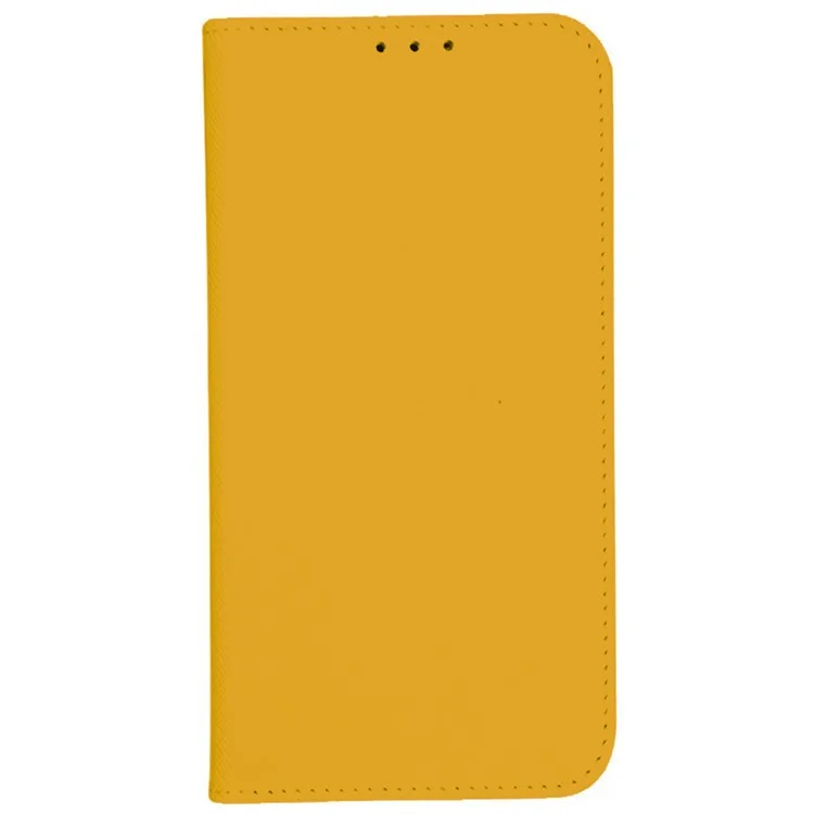 For Samsung Galaxy A25 5G (Global) (161.0 x 76.5 x 8.3mm) Wallet Phone Shell Cross Texture PU Leather Shockproof Flip Stand Phone Case - Yellow