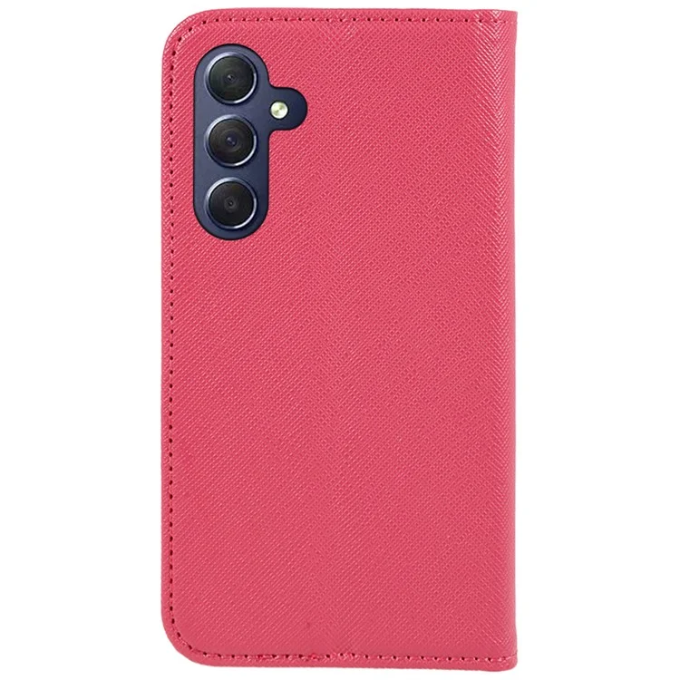 Für Samsung Galaxy S23 FE Cross Texture Phone Cover Shell PU Leder Flip Stand Wallet Phone Case - Pink
