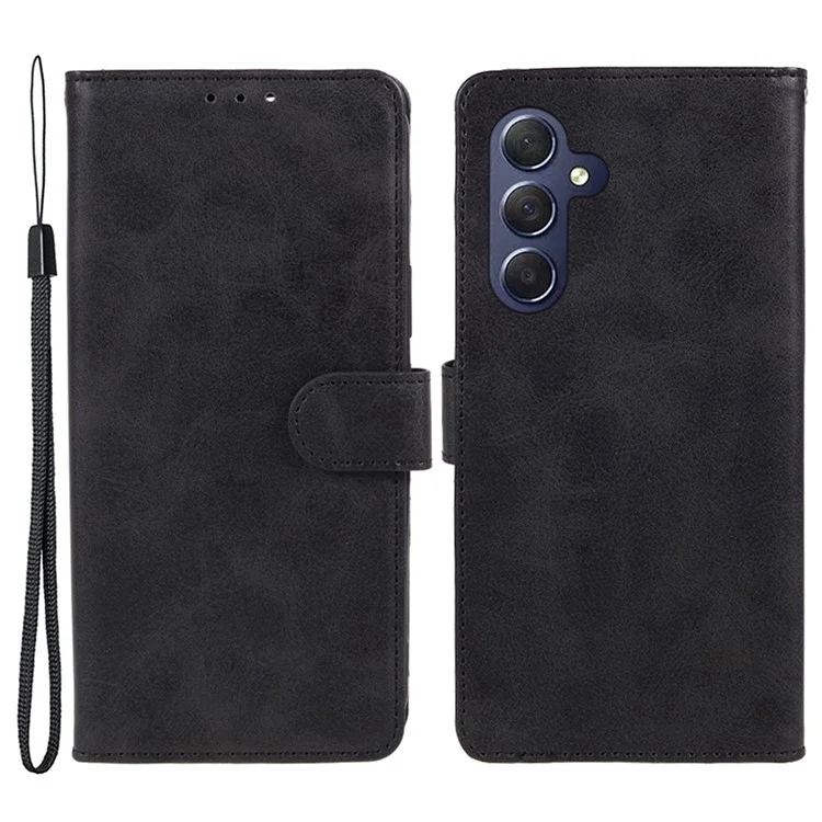 Per Samsung Galaxy S23 FE Flip Stand PU Leather Cover Wallet Calf Texture Anti-Scratch Phone Case - Nero