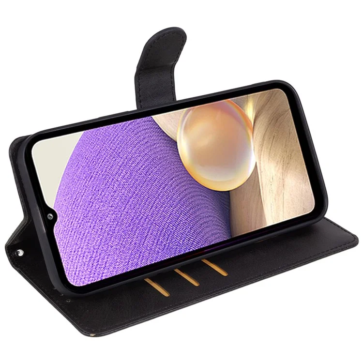 Per Samsung Galaxy S23 FE Flip Stand PU Leather Cover Wallet Calf Texture Anti-Scratch Phone Case - Nero