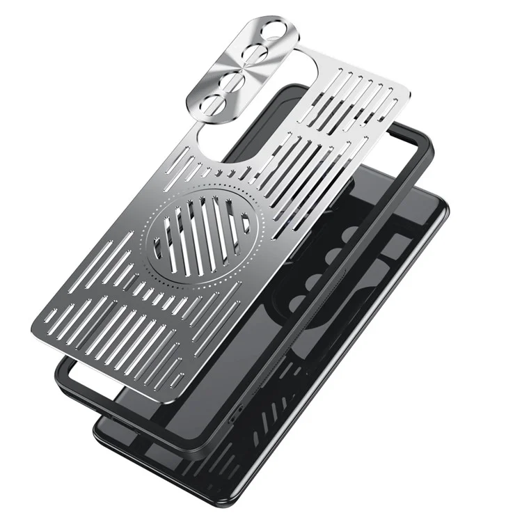 Per Honor 90 Pro Hollow Heat Dissipation Phone Back Case Shell TPU+Aluminum Alloy Magnetic Cover - Nero