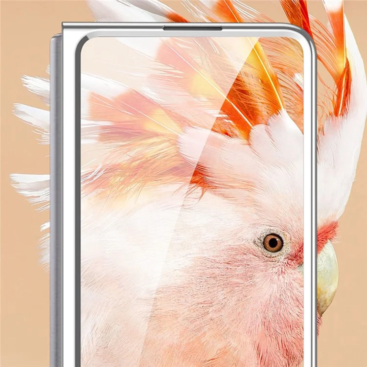 GKK Para Samsung Galaxy Z Fold5 5G Funda de Teléfono de Cuero PU+PC con Película de Vidrio Templado - Blanco