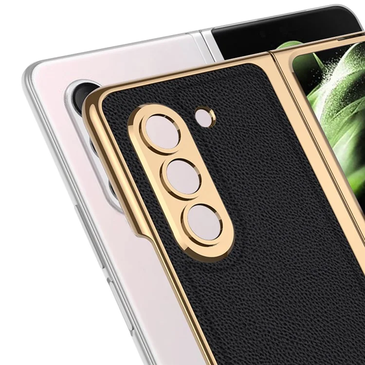 GKK Para Samsung Galaxy Z Fold5 5G Funda de Teléfono de Cuero PU+PC con Película de Vidrio Templado - Blanco