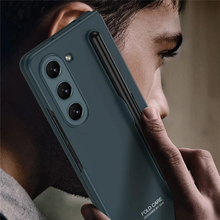 Étui de téléphone GKK pour Samsung Galaxy Z Fold5 5G, coque de protection en PC dur ultra fine avec fente pour stylet - Noir