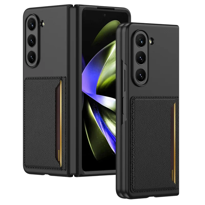 GKK For Samsung Galaxy Z Fold5 5G Hard PC Phone Case Card Holder Ultra-Thin Cover - Black