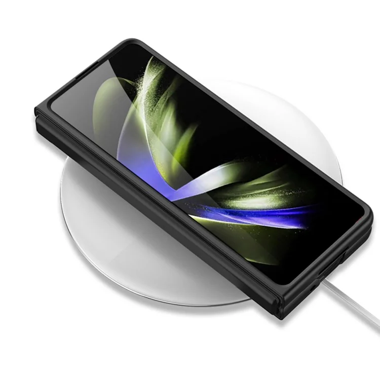 GKK para Samsung Galaxy Z Fold5 5G Funda de teléfono de PC + PU Leather Card Holder Kickstand Ultra-Thin Cover - Textura de fibra de carbono
