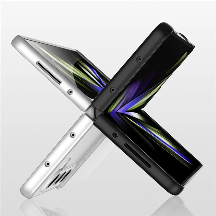 GKK para Samsung Galaxy Z Fold5 5G Funda de teléfono de PC + PU Leather Card Holder Kickstand Ultra-Thin Cover - Textura de fibra de carbono