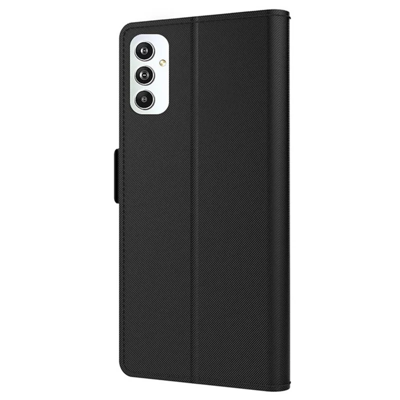 Para Samsung Galaxy F54 5G / M54 5G Mobile Phone Case Mirror Card Holder PU Leather Shell Stand Cover - Preto