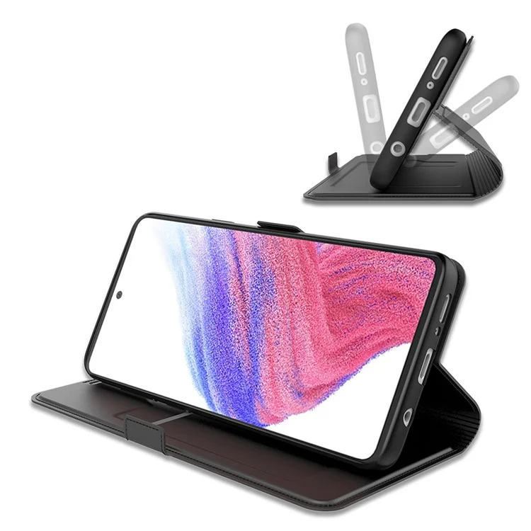Per Samsung Galaxy F14 5G Magnetic PU Leather Stand Phone Cover Case Card Slot with Inner TPU Shell - Nero