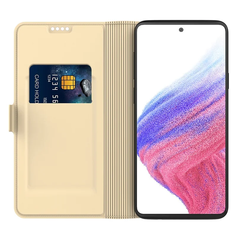Pour Samsung Galaxy F14 5G Étui de protection magnétique en cuir PU avec support - Or