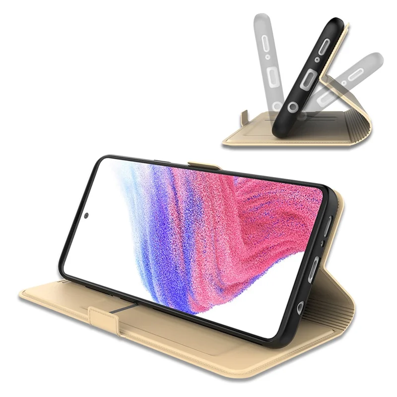 Pour Samsung Galaxy F14 5G Étui de protection magnétique en cuir PU avec support - Or