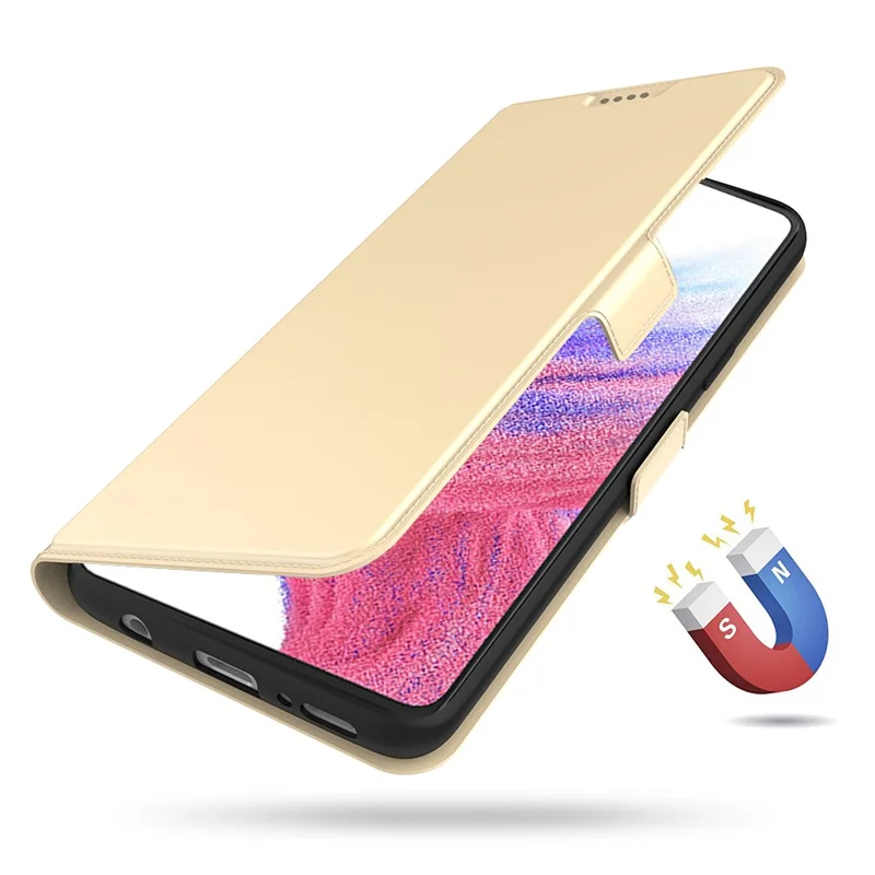 Pour Samsung Galaxy F14 5G Étui de protection magnétique en cuir PU avec support - Or