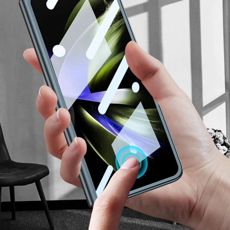 GKK For Samsung Galaxy Z Fold5 5G Electroplated Clear Cover PC Folding Phone Case with Tempered Glass Film - Black