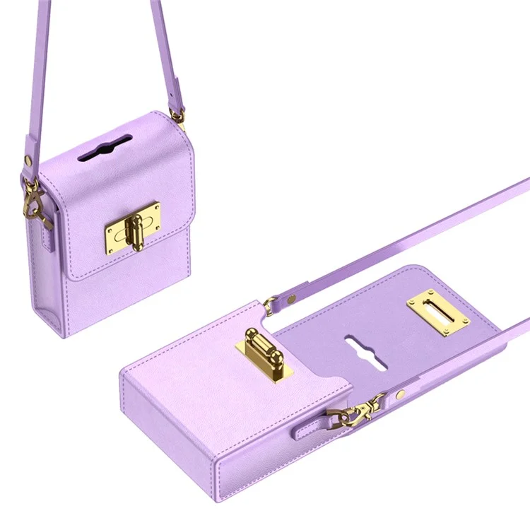 GKK Mini-Umhängetasche für Samsung Galaxy Z Flip5 5G / Z Flip4 5G / Z Flip3 5G / Huawei P50 Pocket PU-Leder-Handytasche - Lila