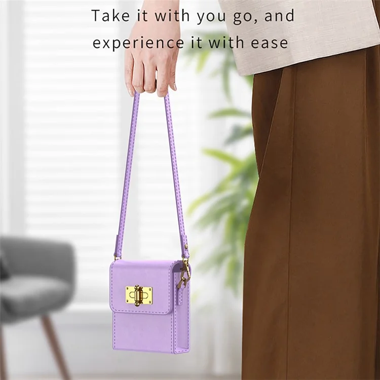 GKK Mini-Umhängetasche für Samsung Galaxy Z Flip5 5G / Z Flip4 5G / Z Flip3 5G / Huawei P50 Pocket PU-Leder-Handytasche - Lila