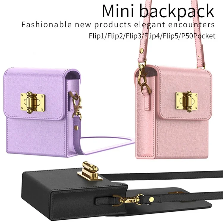GKK Mini-Umhängetasche für Samsung Galaxy Z Flip5 5G / Z Flip4 5G / Z Flip3 5G / Huawei P50 Pocket PU-Leder-Handytasche - Lila