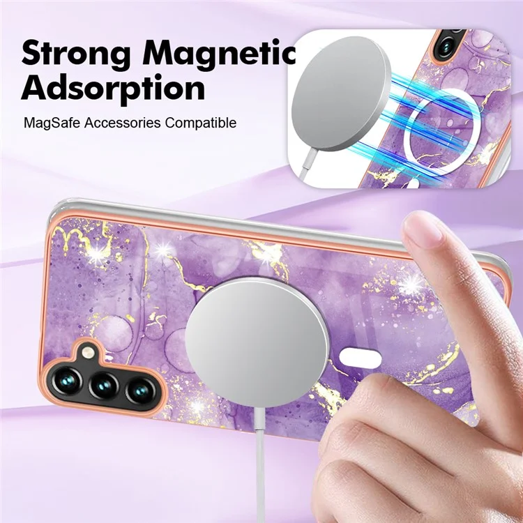 Étui de téléphone magnétique électroplaqué IMD pour Samsung Galaxy A54 5G Série YB IMD-19 - 2,0 mm TPU Anti-rayure - Violet