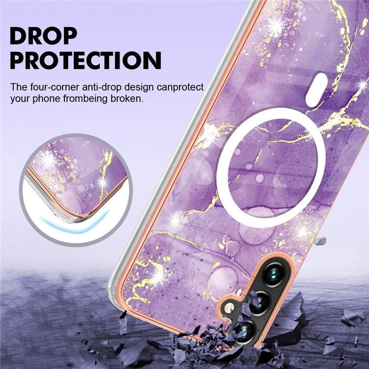 Étui de téléphone magnétique électroplaqué IMD pour Samsung Galaxy A54 5G Série YB IMD-19 - 2,0 mm TPU Anti-rayure - Violet