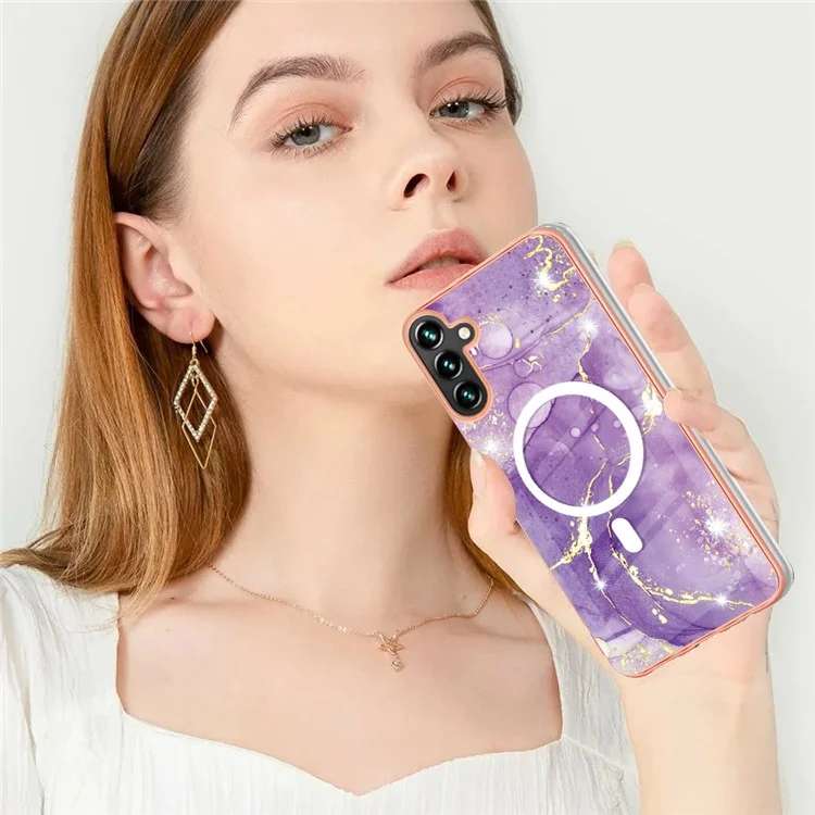 Étui de téléphone magnétique électroplaqué IMD pour Samsung Galaxy A54 5G Série YB IMD-19 - 2,0 mm TPU Anti-rayure - Violet