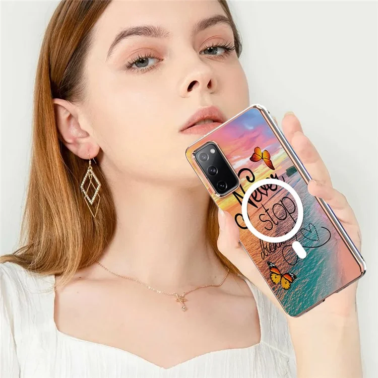YB IMD Series-19 for Samsung Galaxy S20 FE 4G / S20 FE 5G / S20 Lite / S20 FE 2022 Magnetic IMD Case 2.0mm TPU Phone Cover - Never Stop Dreaming