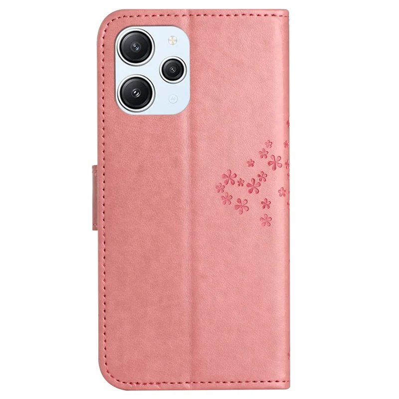 Per Xiaomi Redmi 12 4G Custodia Portafoglio Stampata con Gufo e Albero in Pelle PU con Supporto - Rosa