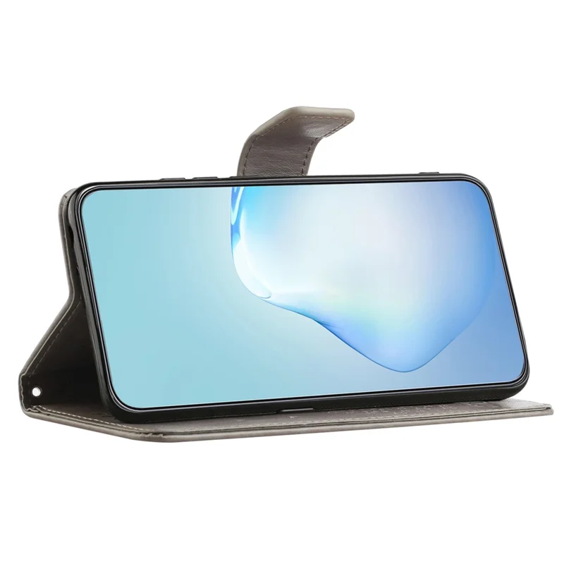 For Xiaomi Redmi 12 4G Owl Tree Imprinted Wallet Case PU Leather Stand Phone Cover - Grey