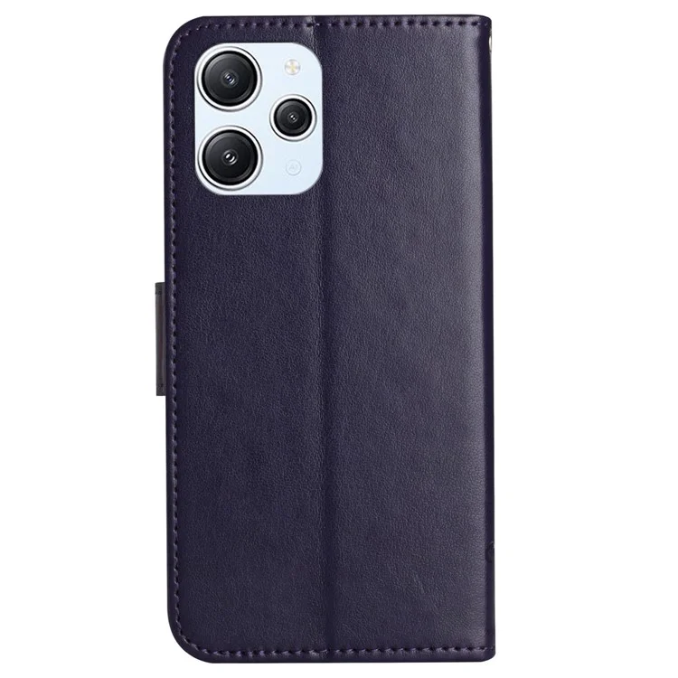 Für Xiaomi Redmi 12 4G Wallet Stand Phone Case Butterfly Flower Imprinted PU Leather Cover - Dunkellila