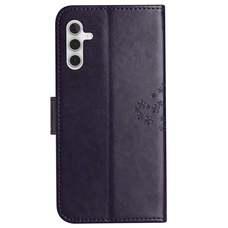Wallet Case for Samsung Galaxy S23 FE Owl Tree Imprinted PU Leather Stand Phone Cover - Dark Purple