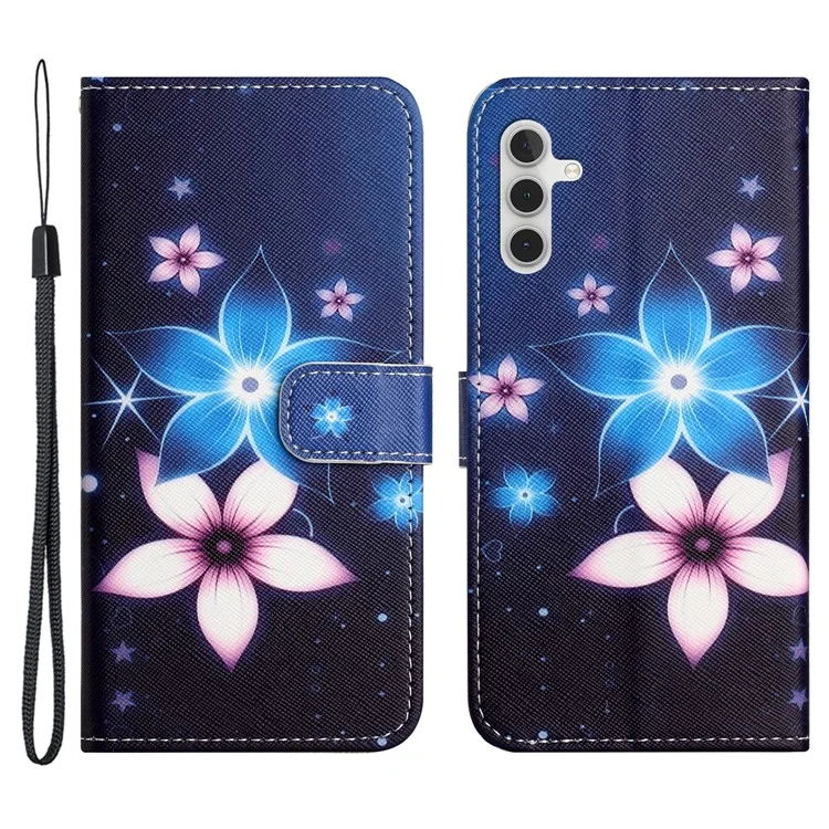 Pour Samsung Galaxy S23 FE 3D Pattern Printing Stand Cover PU Leather Wallet Phone Case - Fleur Bleue
