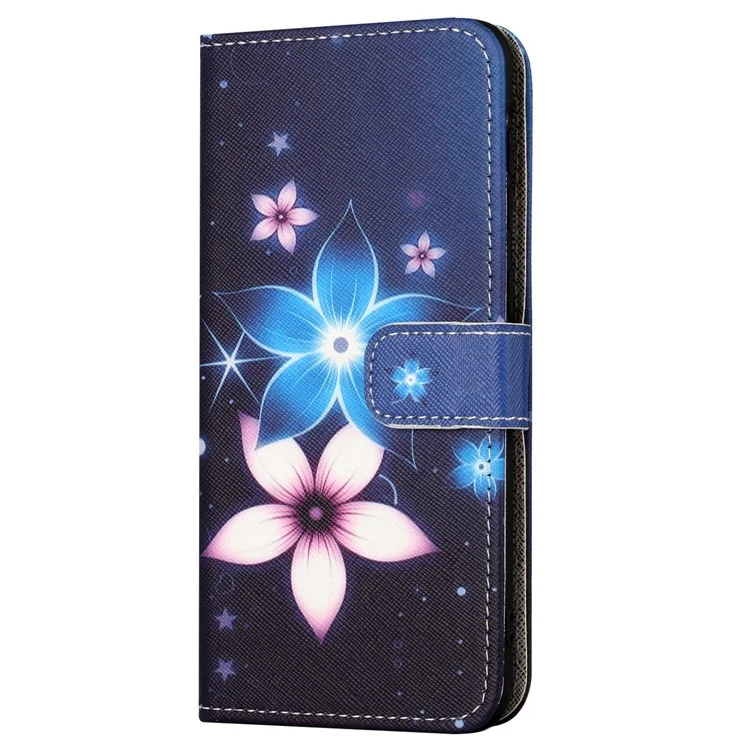 Pour Samsung Galaxy S23 FE 3D Pattern Printing Stand Cover PU Leather Wallet Phone Case - Fleur Bleue