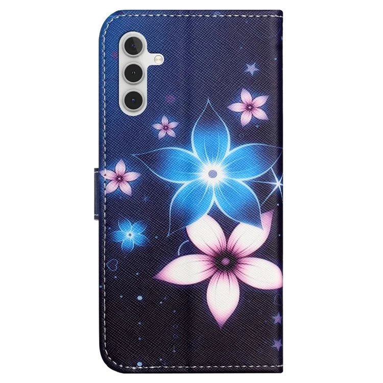 Pour Samsung Galaxy S23 FE 3D Pattern Printing Stand Cover PU Leather Wallet Phone Case - Fleur Bleue