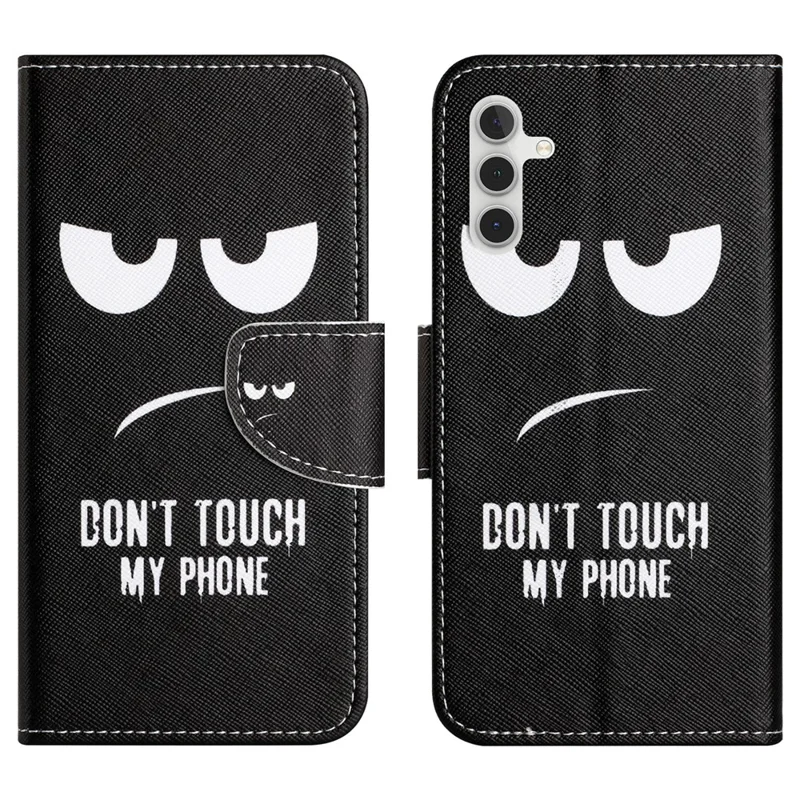 For Samsung Galaxy S23 FE Pattern Printing Phone Cover Shockproof Leather Wallet Stand Shell - Don't Touch My Phone