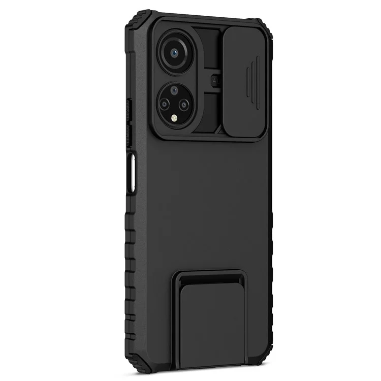 Per Honor X7 Custodia per telefono con coperchio scorrevole per fotocamera, antiurto, supporto PC+TPU - Nero 