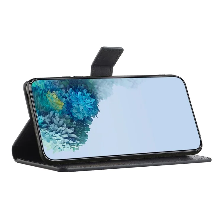 For Samsung Galaxy S23 FE PU Leather Case Wallet Stand Litchi Texture Phone Cover - Black