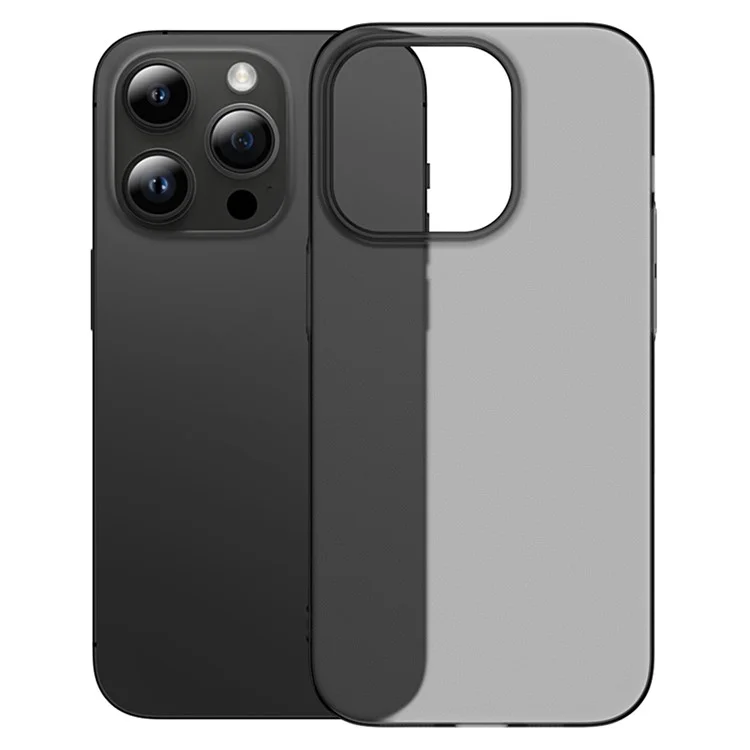 Pour iPhone 14 Pro Matte Finished Phone Cover Ultra-thin Hard PP Phone Case Anti-Scratch Shell - Transparent Black
