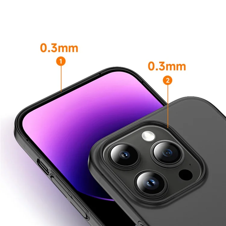 Pour iPhone 14 Pro Matte Finished Phone Cover Ultra-thin Hard PP Phone Case Anti-Scratch Shell - Transparent Black