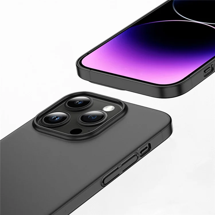 Pour iPhone 14 Pro Matte Finished Phone Cover Ultra-thin Hard PP Phone Case Anti-Scratch Shell - Transparent Black