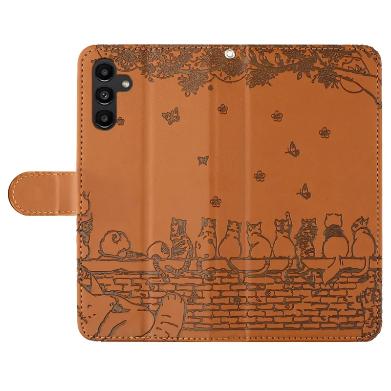 For Samsung Galaxy A24 4G (162.1 x 77.6 x 8.3mm) Phone Case Stand Wallet PU Leather Cover with Strap - Brown