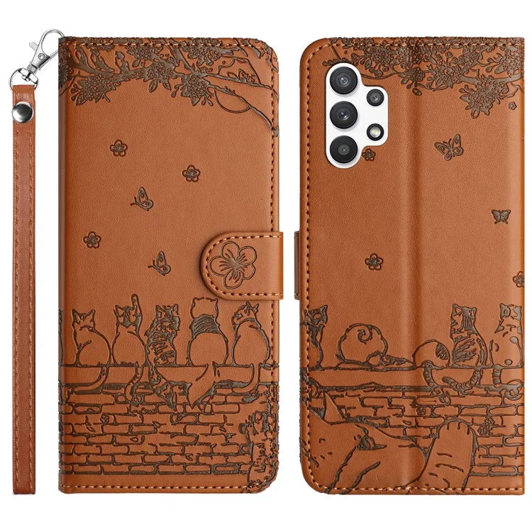 Per Samsung Galaxy A13 4G / A04s 4G / A04 4G / M13 5G Cover Telefono Antiurto Custodia con Supporto e Portafoglio in Pelle - Marrone