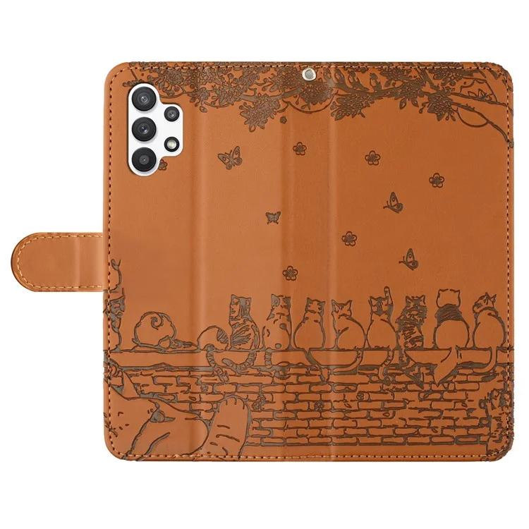 Per Samsung Galaxy A13 4G / A04s 4G / A04 4G / M13 5G Cover Telefono Antiurto Custodia con Supporto e Portafoglio in Pelle - Marrone