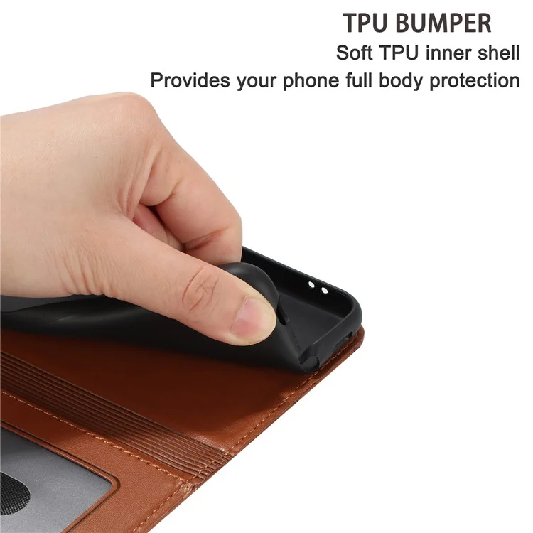 Per Samsung Galaxy A13 4G / A04s 4G / A04 4G / M13 5G Cover Telefono Antiurto Custodia con Supporto e Portafoglio in Pelle - Marrone