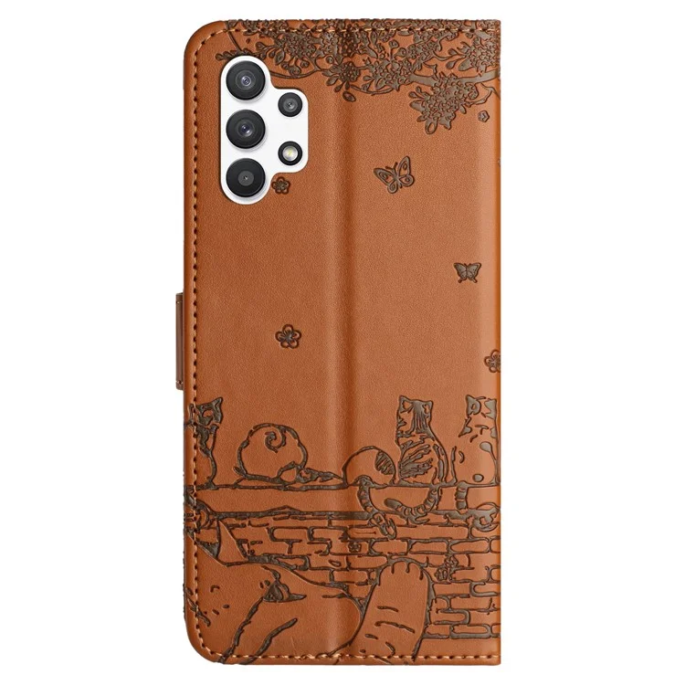 Per Samsung Galaxy A13 4G / A04s 4G / A04 4G / M13 5G Cover Telefono Antiurto Custodia con Supporto e Portafoglio in Pelle - Marrone