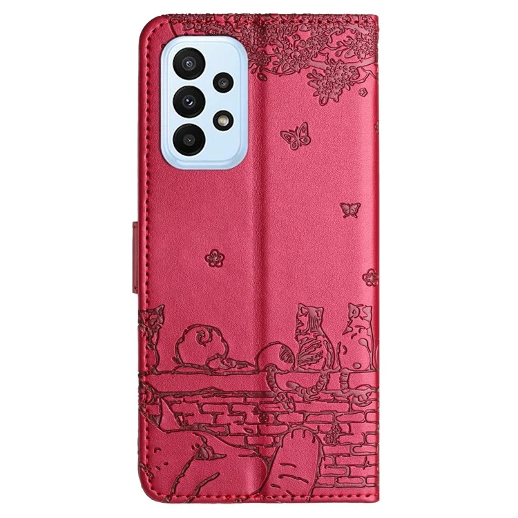 Per Samsung Galaxy A33 5G Custodia in pelle con supporto Wallet Phone Cover Imprinted Wall Cats Phone Case con cinturino - Rosso