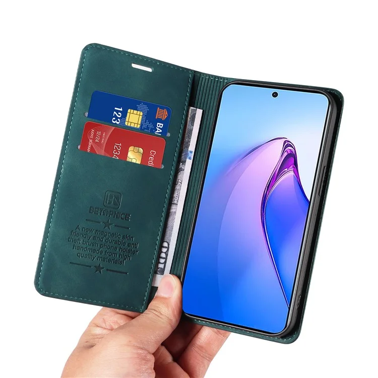 BETOPNICE 003 For Oppo Reno8 Pro 5G (Global Version) / Reno8 Pro+ (China) 5G Leather Phone Case RFID Blocking Wallet Stand Cover - Green