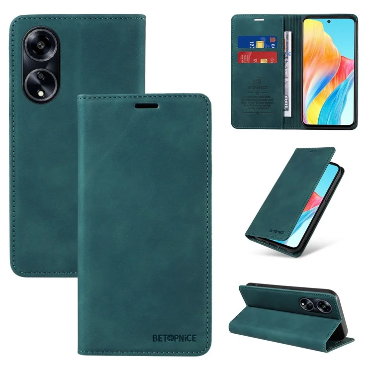 BETOPNICE 003 Pour Oppo A1 5G / A98 5G / F23 5G Étui de téléphone en cuir avec blocage RFID Portefeuille Support Anti-chute - Vert