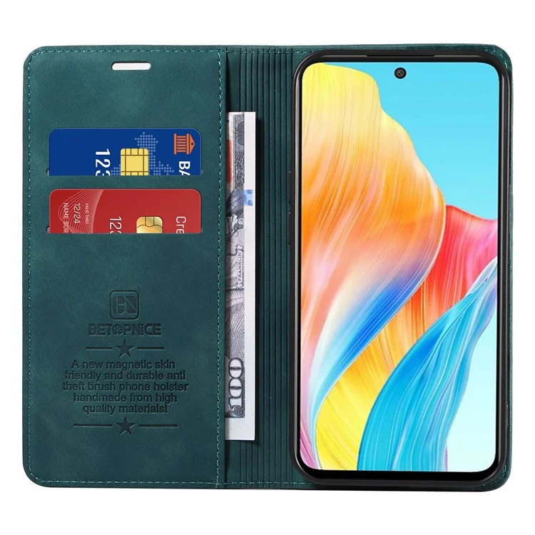 BETOPNICE 003 Pour Oppo A1 5G / A98 5G / F23 5G Étui de téléphone en cuir avec blocage RFID Portefeuille Support Anti-chute - Vert