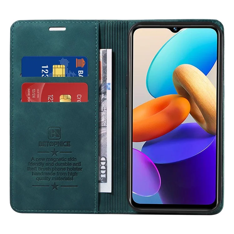BETOPNICE 003 Pour vivo Y35 / Y22s 4G / Y22 4G RFID Blocking Cell Phone Cover Leather Wallet Stand Case - Vert