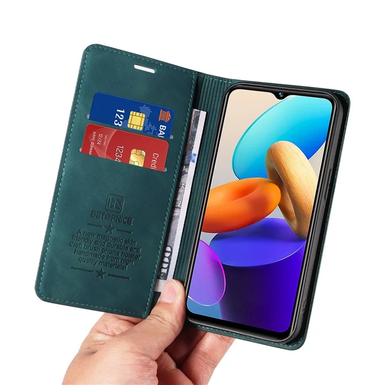BETOPNICE 003 Pour vivo Y35 / Y22s 4G / Y22 4G RFID Blocking Cell Phone Cover Leather Wallet Stand Case - Vert