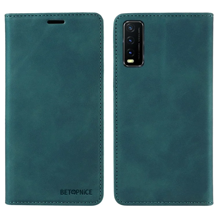 BETOPNICE 003 Para vivo Y20 / Y20i / Y20s / Y12s / Y12s 2021 / Y11s / Y30 (China) / Y20 2021 / Y20G / Y30g 4G / iQOO U1x / Y20A / Y12a / T1x 4G / T1x (Índia) / Y20s [G] Capa de Couro - Verde