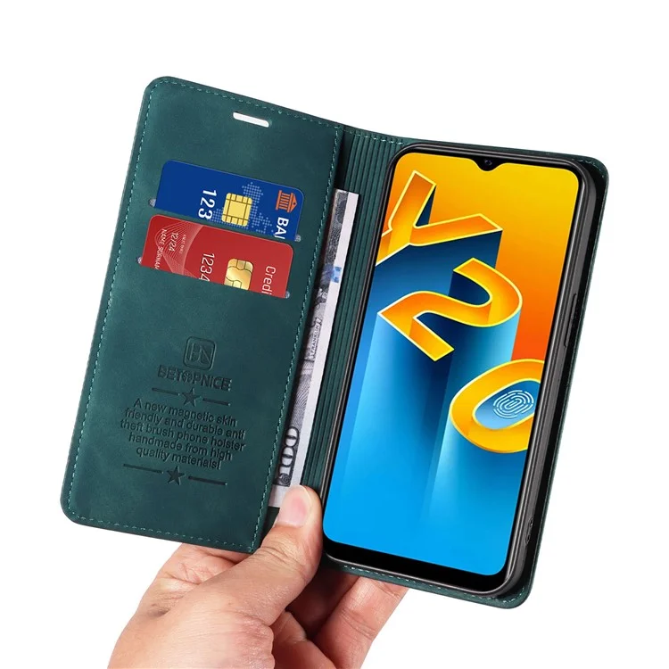 BETOPNICE 003 Para vivo Y20 / Y20i / Y20s / Y12s / Y12s 2021 / Y11s / Y30 (China) / Y20 2021 / Y20G / Y30g 4G / iQOO U1x / Y20A / Y12a / T1x 4G / T1x (Índia) / Y20s [G] Capa de Couro - Verde